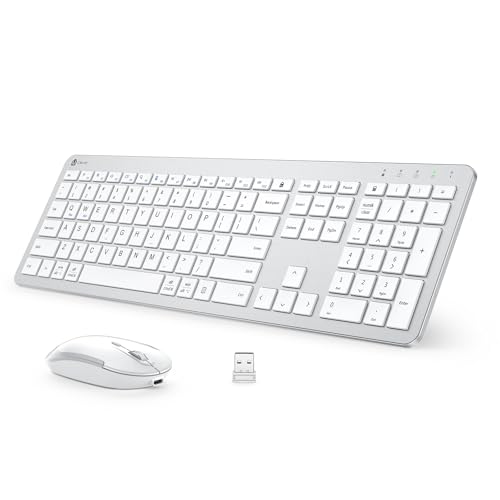 iClever Wireless Keyboard Mouse GK08 - Rechargeable 2.4G Keyboard...