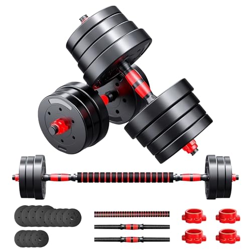 Mancuernas Ajustables 20kg/30kg para Gimnasio en Casa - Set de Pesas Regulables con Material Ecológico, Seguro y Antideslizante | Ideal para Principiantes, Entrenamiento en Espacios Pequeños (20KG)