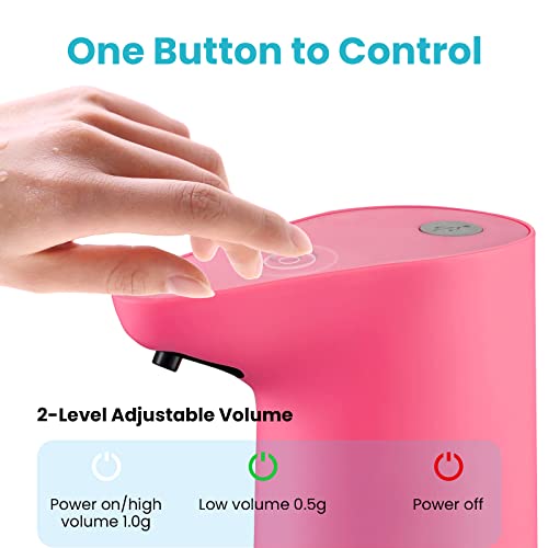 Goesmo Automatic Foam Soap Dispenser With Touchless Rechargeable, Waterproof Soap Dispenser For Bathroom Kitchen School, Adjustable Soap Volume, Hand Free Countertop Soap Dispenser Pink #TOP4
