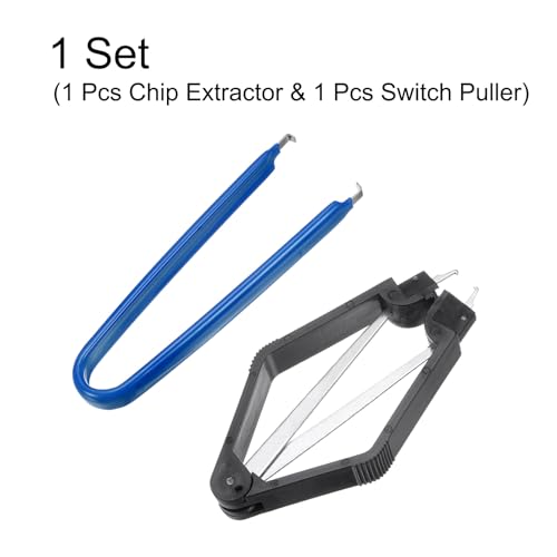 Image of uxcell IC Chip Extractor 100mm Stainless Steel with U Shape IC Chip Switch Puller Blue for Component Motherboard, 2pcs