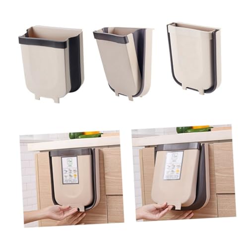 Caneca de basura plegable colgante café para cocina