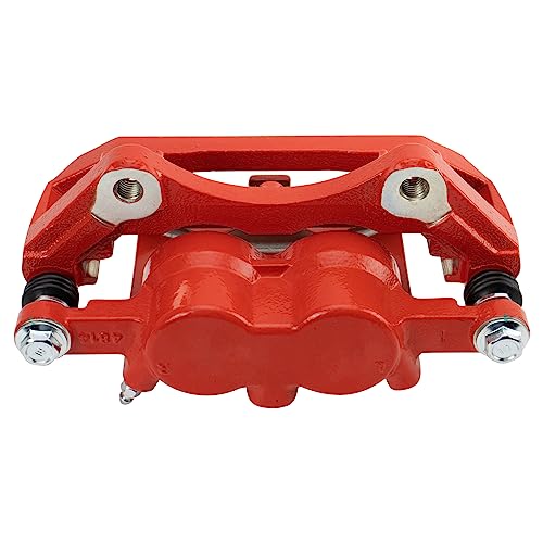 Image of TRQ Front Right Brake Caliper w /Bracket Performance Red Passenger Side | For 2011-2018 Ford Explorer 2009-2018 Flex 2010-2018 Taurus 2009-2012 Lincoln MKS MKT