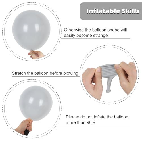 Image of RUBFAC 129pcs Gray Balloons Different Sizes 18 12 10 5 Inches Matte Grey Latex Balloon Garland Arch Kit for Birthday Party Graduation Baby Shower Wedding Holiday Decoration