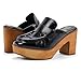 BEAST FASHION Women's Black Wooden Platform Clogs, Size 6.5, Closed Toe Mules, Slip-On, Modern Style, Casual Wear, Party Occasions