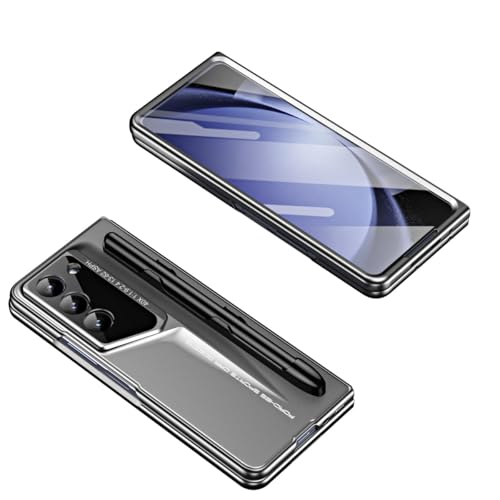 Funda con tapa para teléfono Funda de moda compatible con Samsung Galaxy Z Fold 5, con lápiz de escritura incorporado y protector de pantalla incorporado, funda protectora ultrafina de PC rígida, anti