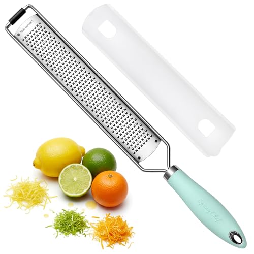 Image of Spring Chef Stainless Steel Lemon Zester - Garlic & Ginger Grater - Mint