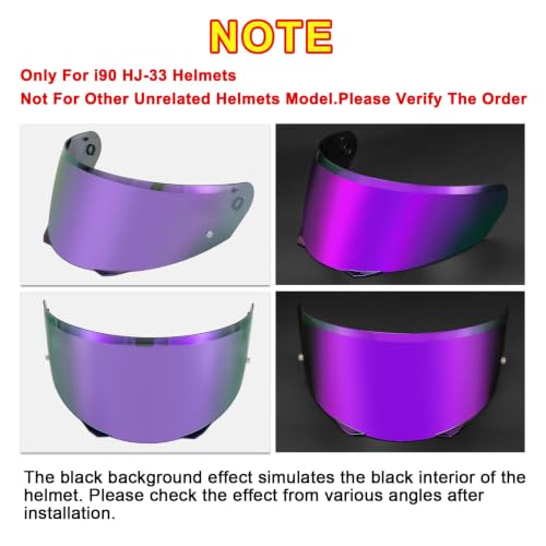 Image of PSLER Shatterproof Motorcycle Helmet Visor for i90 HJ-33,Deep Purple | Impact-Resistant ,UV400 Protection, Motorcycle Tinted Face Shield for i90 HJ-33,Visor Replacement