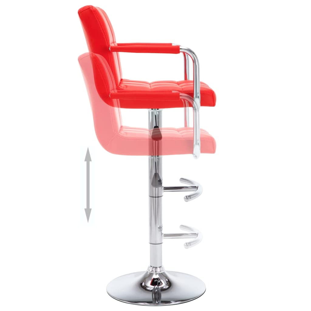 vidaXL Taburetes de Cocina 2 Unidades Cuero sintético Rojo
