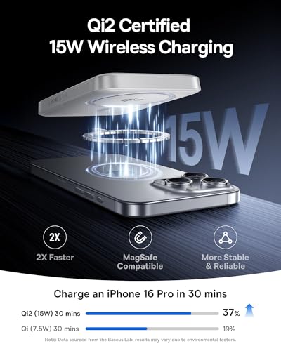 Baseus Qi2.2 25W Slim 10000mAh Magnetic Power Bank con Cable USB-C miniatura 6