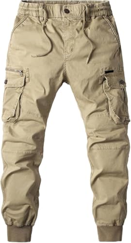 Casual Slim Straight Fit Sweatpants for Men Side Flap Pockets Drawstring Athletic Pants Hiking Work Outdoor Trousers3