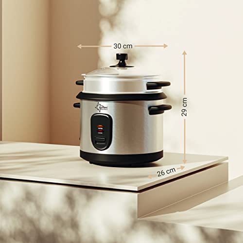 SUNTEC Arrocera y vaporera 2 en 1 – Tapa de 1 litro, acero inox. con capa antiadherente –...