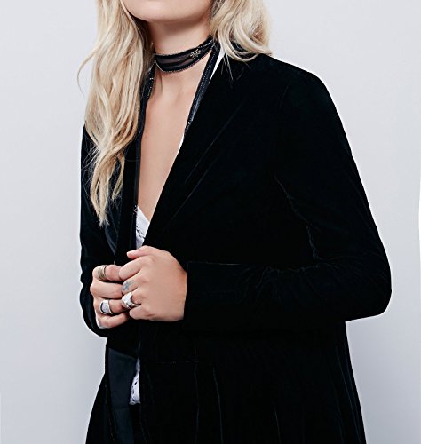 R.Vivimos Womens Ruffled Asymmetric Long Velvet Blazers Coat Casual Jackets3