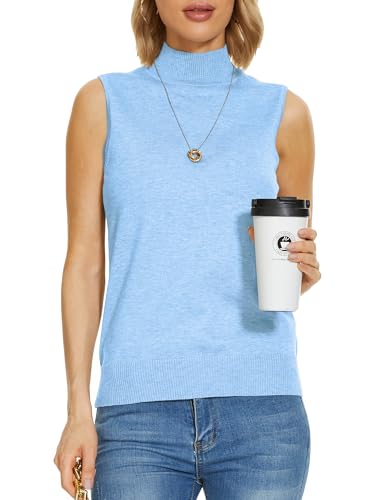 Image of INKOFF Sleeveless Mock Neck Turtleneck Knit Tops Women Dressy Casual Sweater Vest Business Work Tank