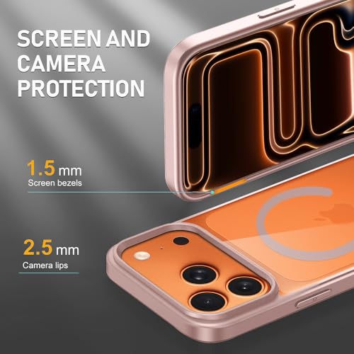 Image of iPhone 17 Pro Transparent Case | Shockproof Bumper & Camera Protection | Magsafe Compatible | Sleek Hard Crystal Back Cover for iPhone 17 Pro - Pink