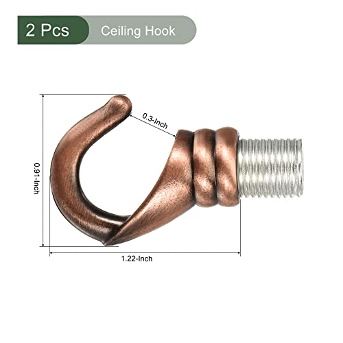 Image of YOKIVE 2 Pcs Alloy M10 Ceiling Hook, Electroplate Pendant Fixtures Hanger | Hanging Chandelier Light, Great for Home (Red Bronze, 0.91x1.22-Inch)