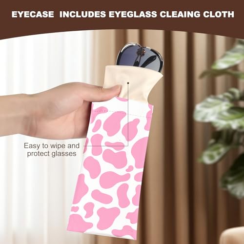 Image of Anikathy 2Pcs Sunglass Eyeglass Glasses Case Soft PU Leather with Cleaning Cloth Portable Glasses Pouch Bag for Men Women