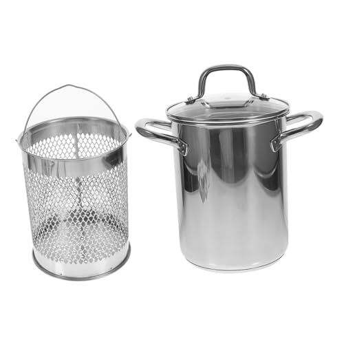 OFFSCH Deep Fryer Pot 304 Stainless Steel Japanese Deep Fry Pot Asian Style Soup Pot Drainer