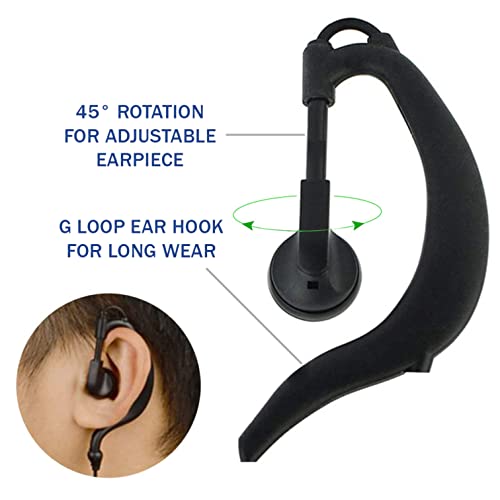 Maximal Power Reh2 2-Pin Adjustable C-Shaped Earpiece With Rubber Earhook/Earbud For Motorola Two-Way Radio (Black) #TOP2