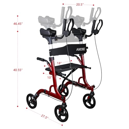 Amoise Premium Rollator Walker With Armrest, Aluminum Upright Walker With 7-Level Height Adjustment For Senior thumb #7