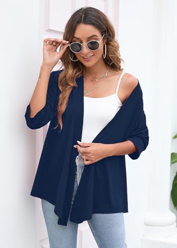 Image of Heymoments Women's Lightweight Open Front Cardigans 3 /4 Sleeve Casual Soft Drape Fall Cardigan S-2XL