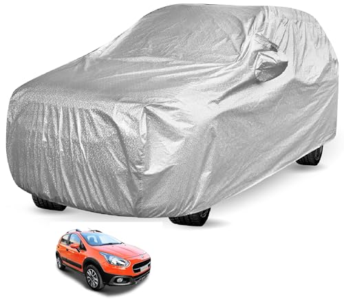Image of Auto Hub Waterproof Car Cover Compatible with Fiat Avventura with Mirror Pocket, Soft Cotton Lining, Waterproof Avventura Car Cover- Metallic Silver