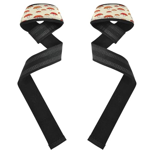 STAYTOP Cute Cartoon Mushrooms Wrist Straps for Weightlifting,Lifting Straps with Neoprene Cushioned Wrist Padded and Anti-Skid Silicone for Strength Training,Bodybuilding,Deadlifting