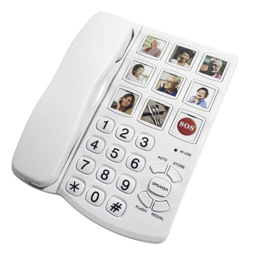 Jnchdghwa Teléfono con Marcación Rápida con Imagen, Ideal para Personas Mayores con Pérdida de Memoria. Teléfono con Cable con Botones Grandes y Imagen para Personas Mayores.