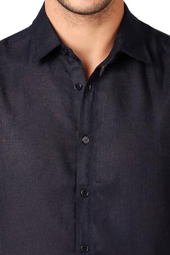Image of Patrinus Pure Linen Mandarin Collar Full Sleeve Shirt