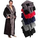 Ross Michaels Mens Luxury Robe Hooded Big and Tall - Long Plush Fleece Bath Robe with Hood and Pockets- Gift Men and Teens