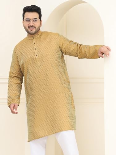 Image of SOJANYA Plus (Since 1958) Men's Cotton Linen Foil Printed Only Long Kurta