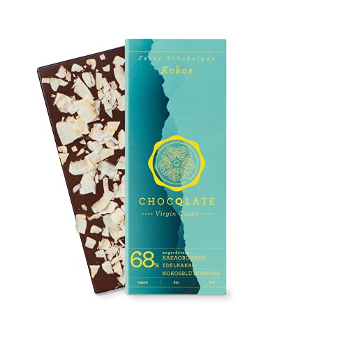 CHOCQLATE Virgin Cacao Schokolade Kokos 68% Kakao 75g (bio, teils roh, vegan) – Bild 4