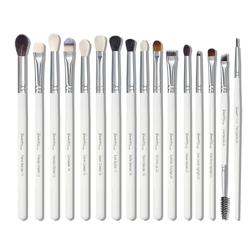 Bueart Design 16Pcs Essentials Pro Grade Makeup Brush Set For Eye Eyeshadow Blending,Brows,Liner, With Natural Hair, Premium Goat and Pony Hair
