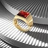 Red Cubic Zircon Natural 12MM Gemstone Ring, Signet Ring, Mens Giftable Ring, 18K Gold Over 925 Sterling Silver Ring, Anniversary Birthday Gifts for Husband (red-cubic-zircon (yellow) #1