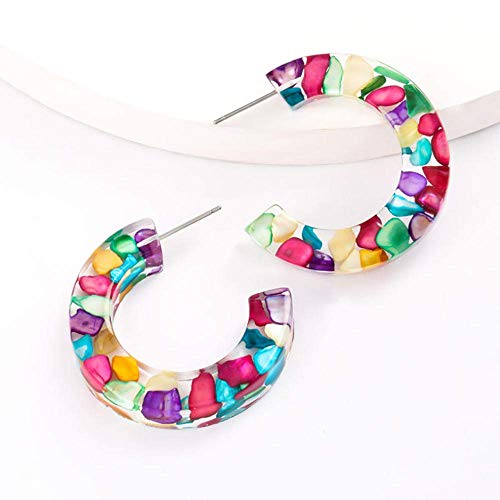 Boucles d'oreilles pendantes acétate effet pierre de couleur luxe - 3