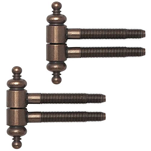 Gedotec Einbohrbänder Zimmertür Türscharnier mit Zierkopf Gr. 16 | Zierband Antik bronze matt | Scharnier zweiteilig für Innentüren & Türstöcke | 2 Stück - Design Türbänder 2-teilig für Holz-Türen