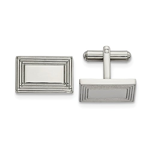 Mancuernillas rectangulares de acero inoxidable para hombre miniatura 1