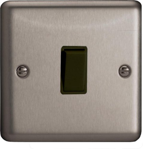 Varilight Single Rocker Light Switch Intermediate - Value Matt Chrome With Black Rocker, XS7B, 86x86x25mm