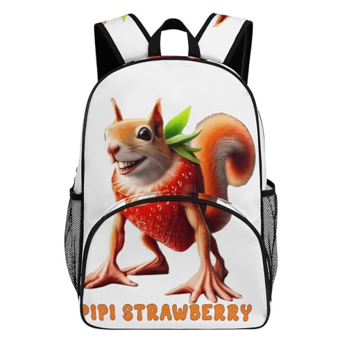 Pipi-strawberry Merch Large Travel Backpack Italian-Brainrot Meme Waterproof Lightweight Daypack White 44x32x19cm