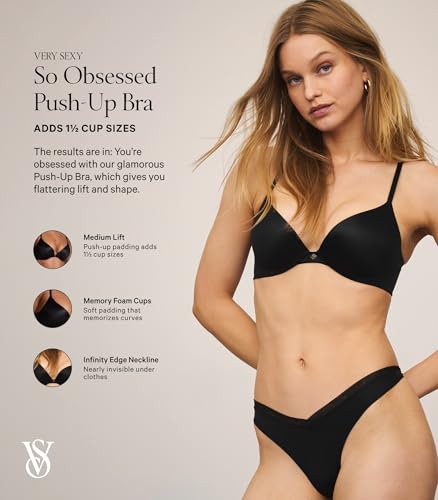 Victoria's Secret So Obsessed Push Up Bra, Bras for Women, Black, 36DD - image 5