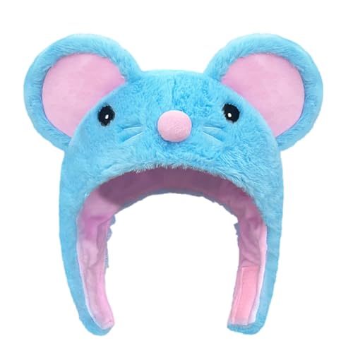 Beanie, Cartoon Blue Mouse Hat Adjustable Warm Hat Unisex Fashion Cold Weather Hats for Various Ages