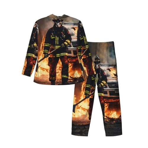 Pyjama long homme pompier en coton doux pour la relaxation - 2