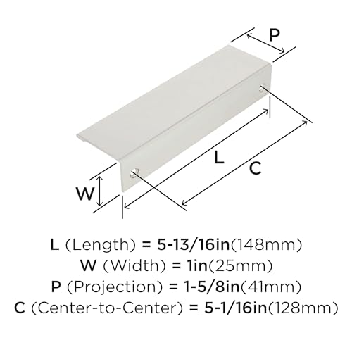 Image of Amerock Edge Pulls 5-1 /16 inch (128mm) Center-to-Center Polished Nickel Cabinet Edge Pull - 10 Pack