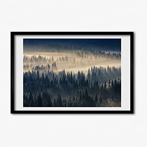 Cadre MDF 60x40 cm Tulup : Tableau Brouillard Au-Dessus De La Foret