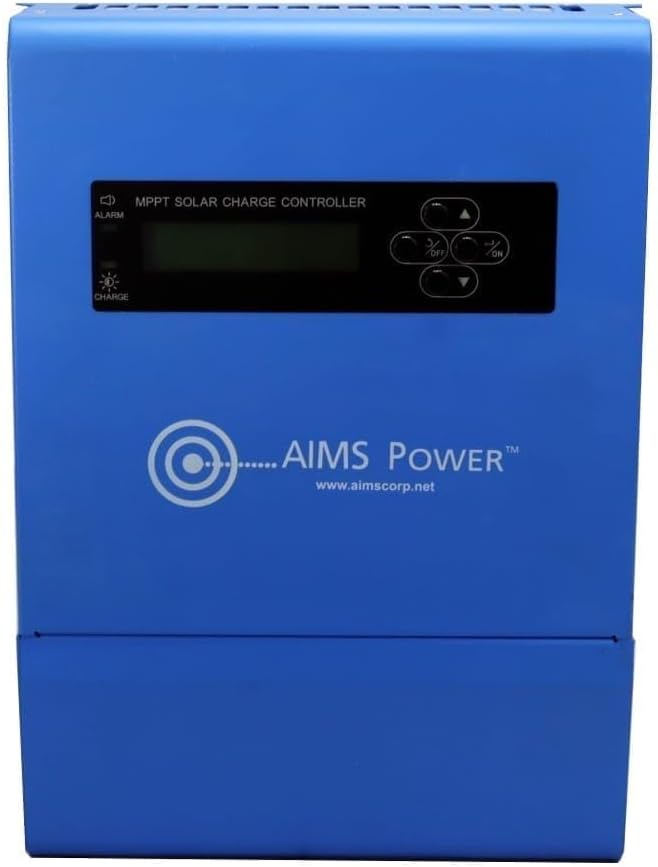 Aims Power SCC40AMPPT 40 Amp MPPT Solar Charge Controller, 12, 24, 36 and 48 Volt Solar Systems; 4 Stage Charging; Battery Type Selector; Stackable; Over Temp Protection
