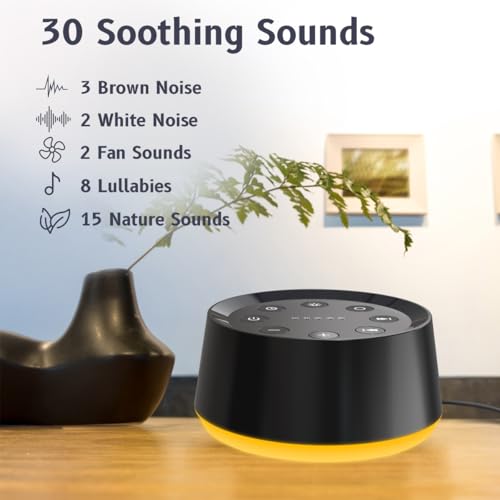 Image of Brown Noise Sound Machine with 30 Soothing Sounds 12 Colors Night Light White Noise Machine for Adults Baby Kids Sleep Machines Memory Function 36 Volume Levels 5 Timers for Home Office Travel