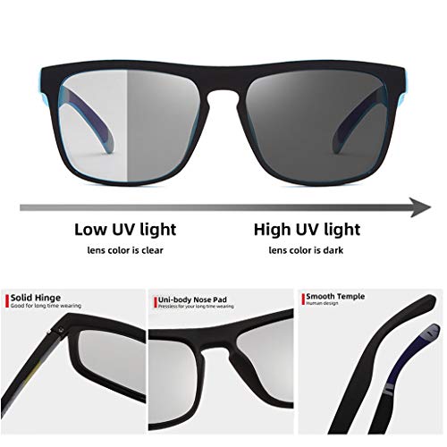 Photochromic Polarized Driving Sunglasses Men Square Matte Frame Eyewear Outdoor Sport Cycling UV Protection Glasses3