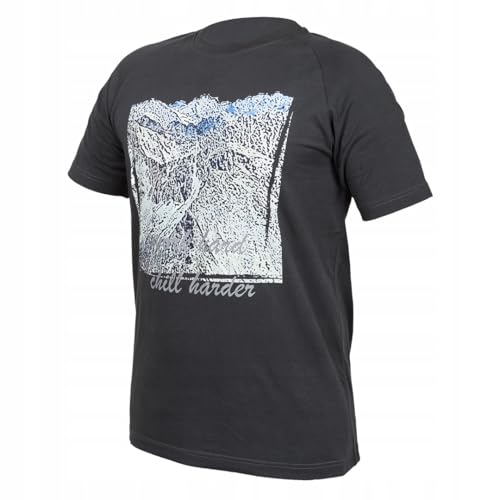 NEO TOOLS T-shirt de corps pour homme - Manches courtes - En coton basique avec manches raglan | T-shirt à col rond pour homme | T-shirt avec imprimé montagne | Taille S à 3XL, gris, S