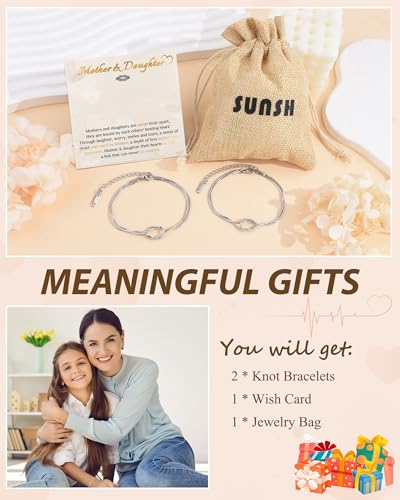 Image of SUNSH 2 /3 Mother Daughter Bracelets, Meaningful Matching Bracelets Mother's Day Gifts for Mom Daughters