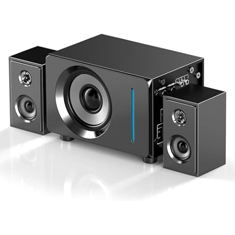 Elimavi Computer Speakers with Subwoofer for Desktop, 2.1 PC Speakers with 5.5-inch Subwoofer, Gaming Speakers System Supporting Wireless/AUX/3.5-RCA Inputs, 60W Cover