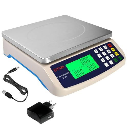 Balance Commerciale Poids-Prix 40kg / 1g, Balance de Marché Professionnelle avec Fonction Comptage, Idéale pour Cuisine de Restaurant, Traiteurs et Commerces